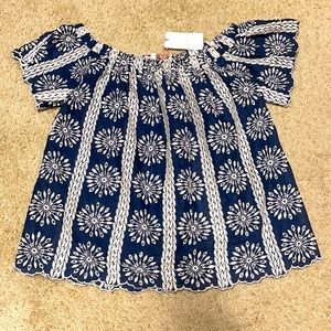 Entro Off shoulder Navy Blue eyelet top